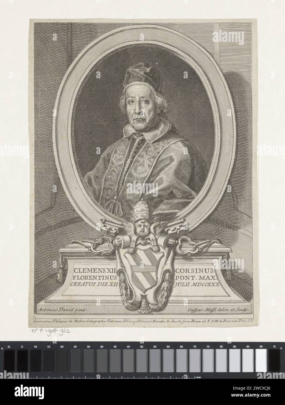 Portret Van Paus Clemens XII, Gasparo Massi, nach Antonio David, 1730 - 1731 Druckerei: Italien Malerei von: Italien RomeVaticaanstad Papierstich historische Personen. papst Stockfoto