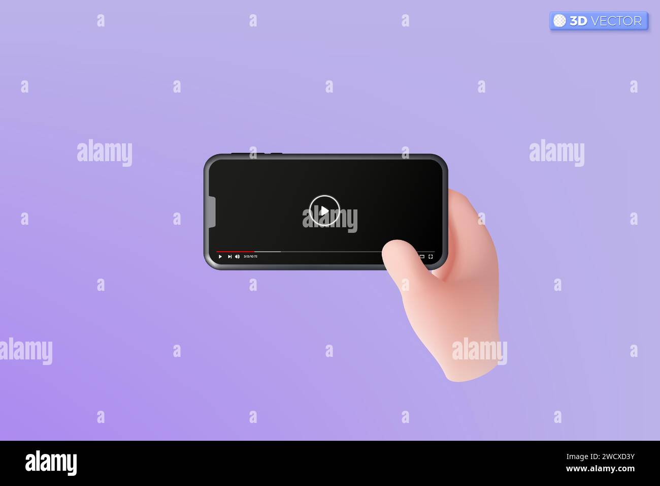 3D-Symbol für die Benutzeroberfläche der Video-Media-Steuerungstaste für Mobiltelefone. Online-Spiele für Geldverdienen, Live-Streaming und vlog-Konzept. 3D-Vektor ist Stock Vektor