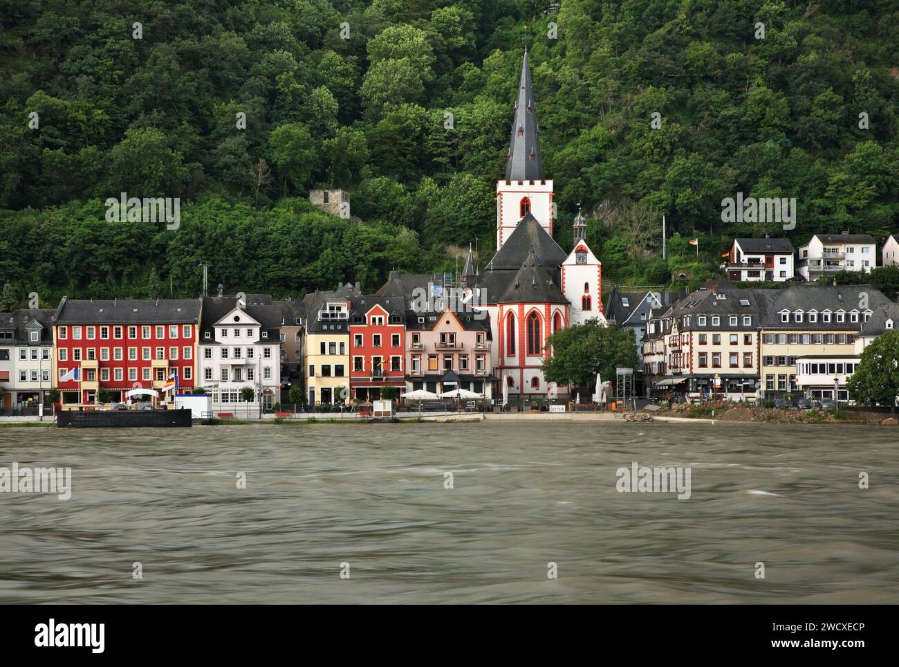 Ufer des Rheins in Sankt Goar am Rhein. Deutschland Stockfoto