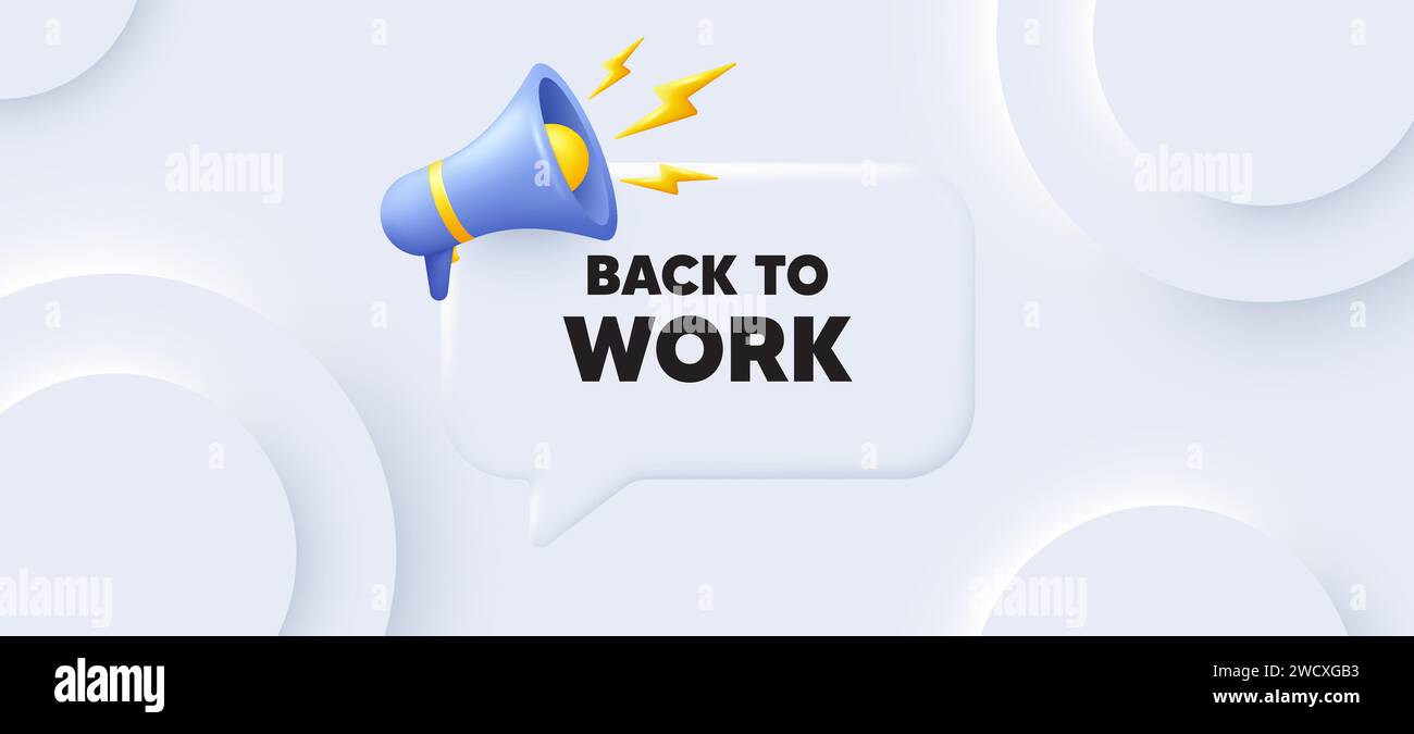 Zurück zur Arbeitsmarkierung. Stellenangebot. Neumorpher Hintergrund. Vektor Stock Vektor