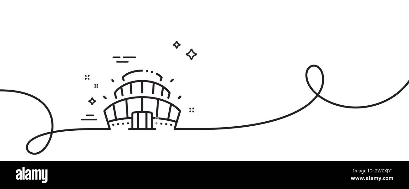 Arena Stadionlinie Symbol. Wettbewerbsschild. Sportkomplex. Durchgehende Linie mit Wellung. Vektor Stock Vektor