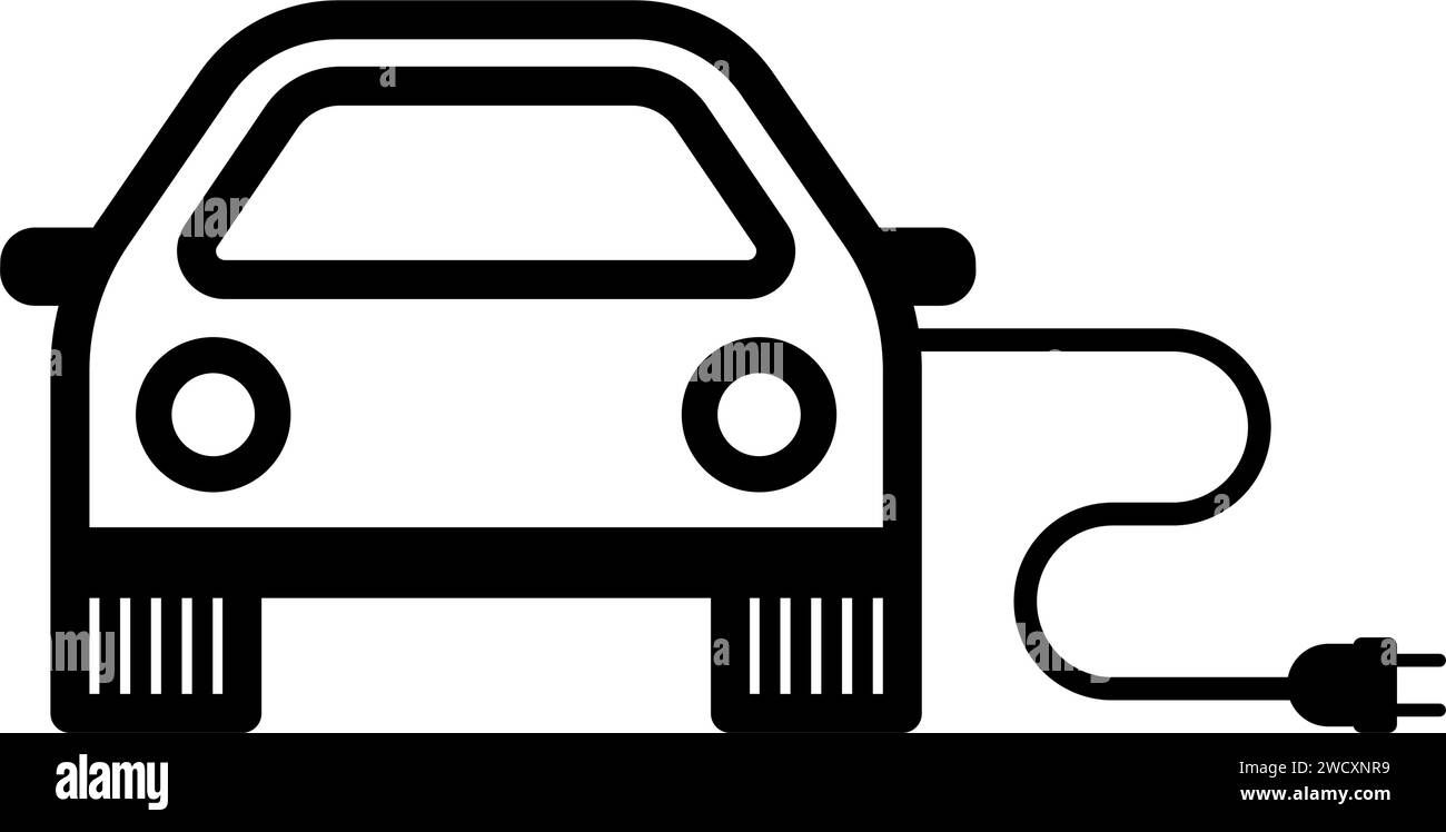 Symbol für Elektroauto. EV-Elektrofahrzeug. Illustration des flachen Vektors Stock Vektor