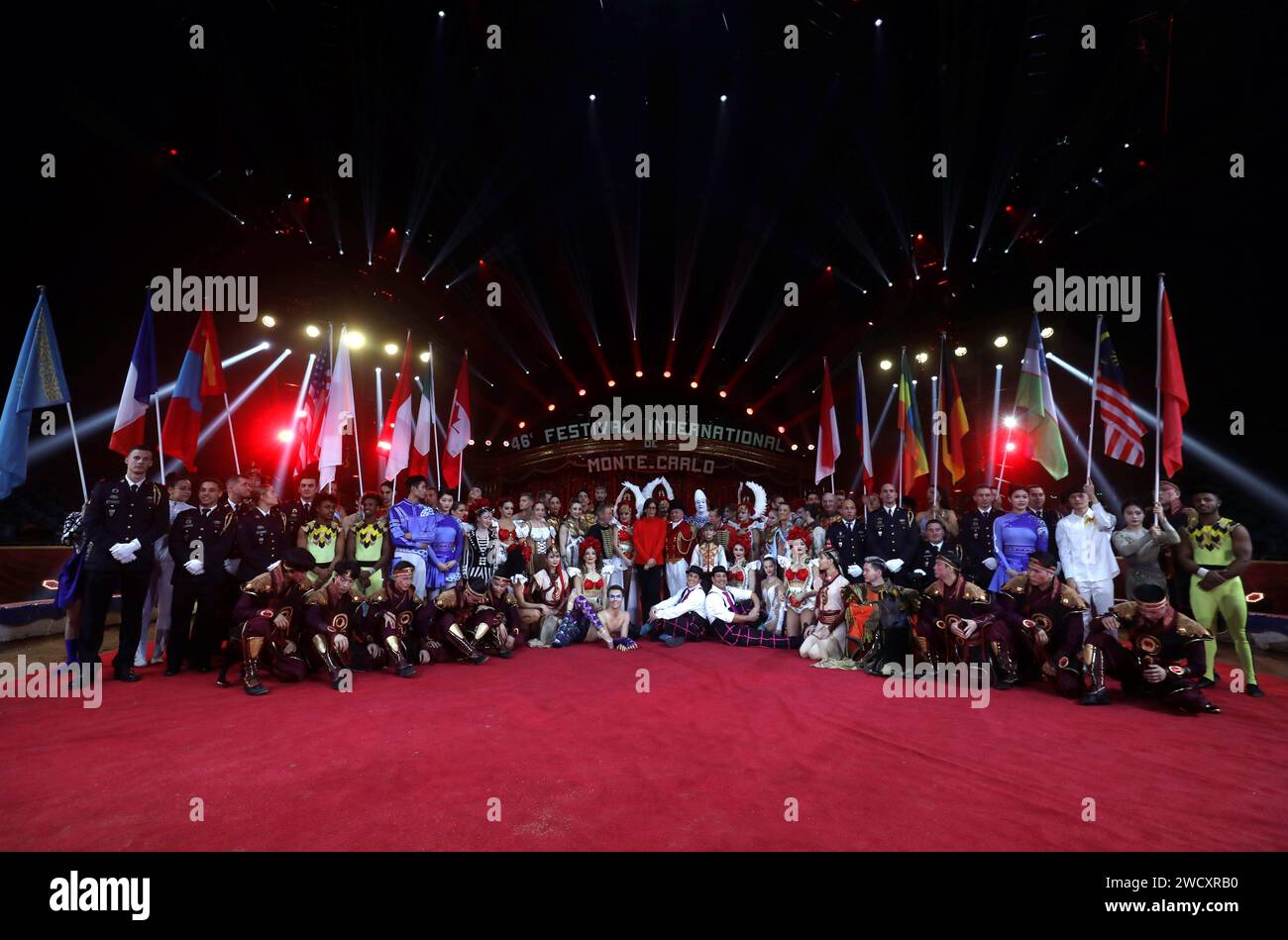 Monaco, Frankreich. Januar 2024. © PHOTOPQR/NICE MATIN/Jean Francois Ottonello ; Monaco ; 17/01/2024 ; Photocall du 46e Festival du cirque de Monte-Carlo avec la Princesse Stephanie. 46. Internationales Zirkusfest in Monte Carlo am 17. Januar 2024. Quelle: MAXPPP/Alamy Live News Stockfoto