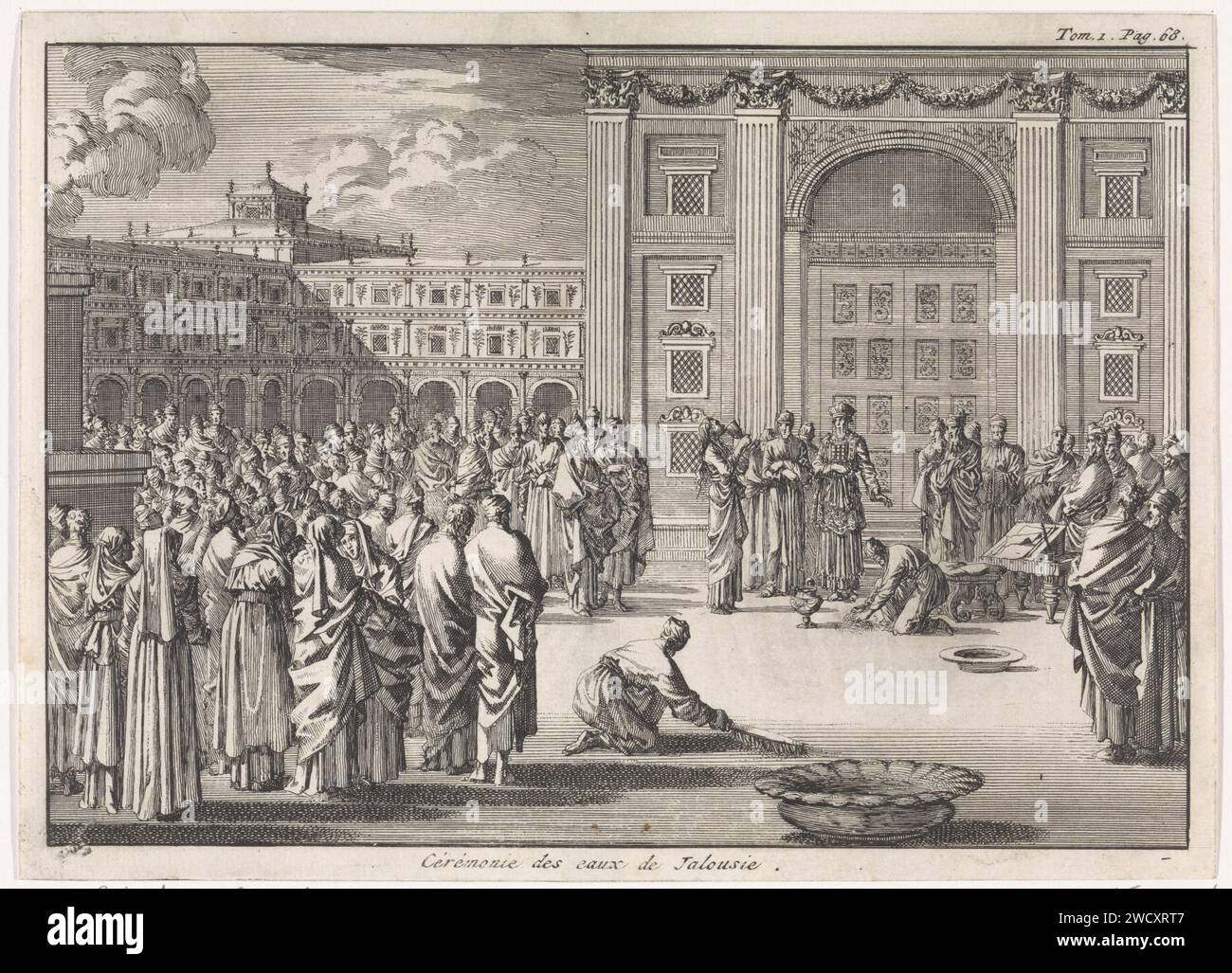 Zeremonie mit Ehebruch für Ehebruchfrauen, Jan Luyken, 1705 Druck Amsterdamer Papier ätzend Ehebrucher Stockfoto