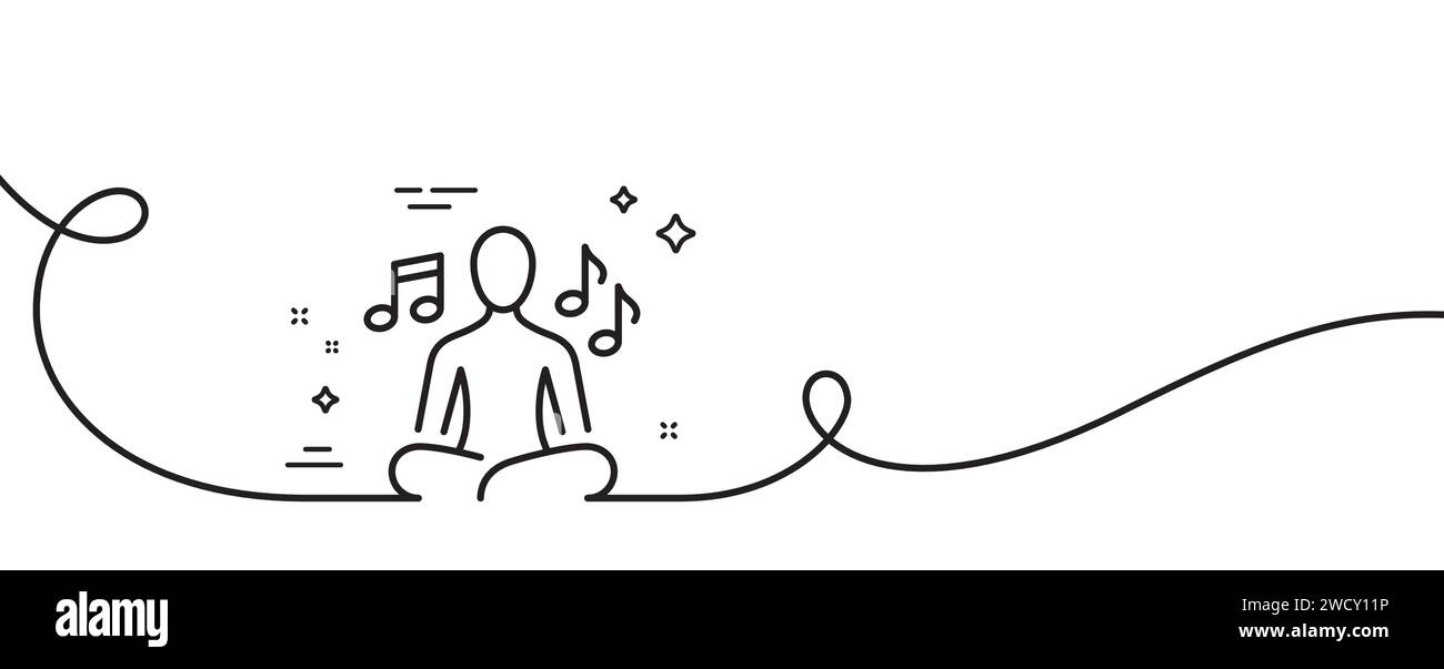 Symbol für Yoga-Musiklinie. Meditationspositionszeichen. Durchgehende Linie mit Wellung. Vektor Stock Vektor