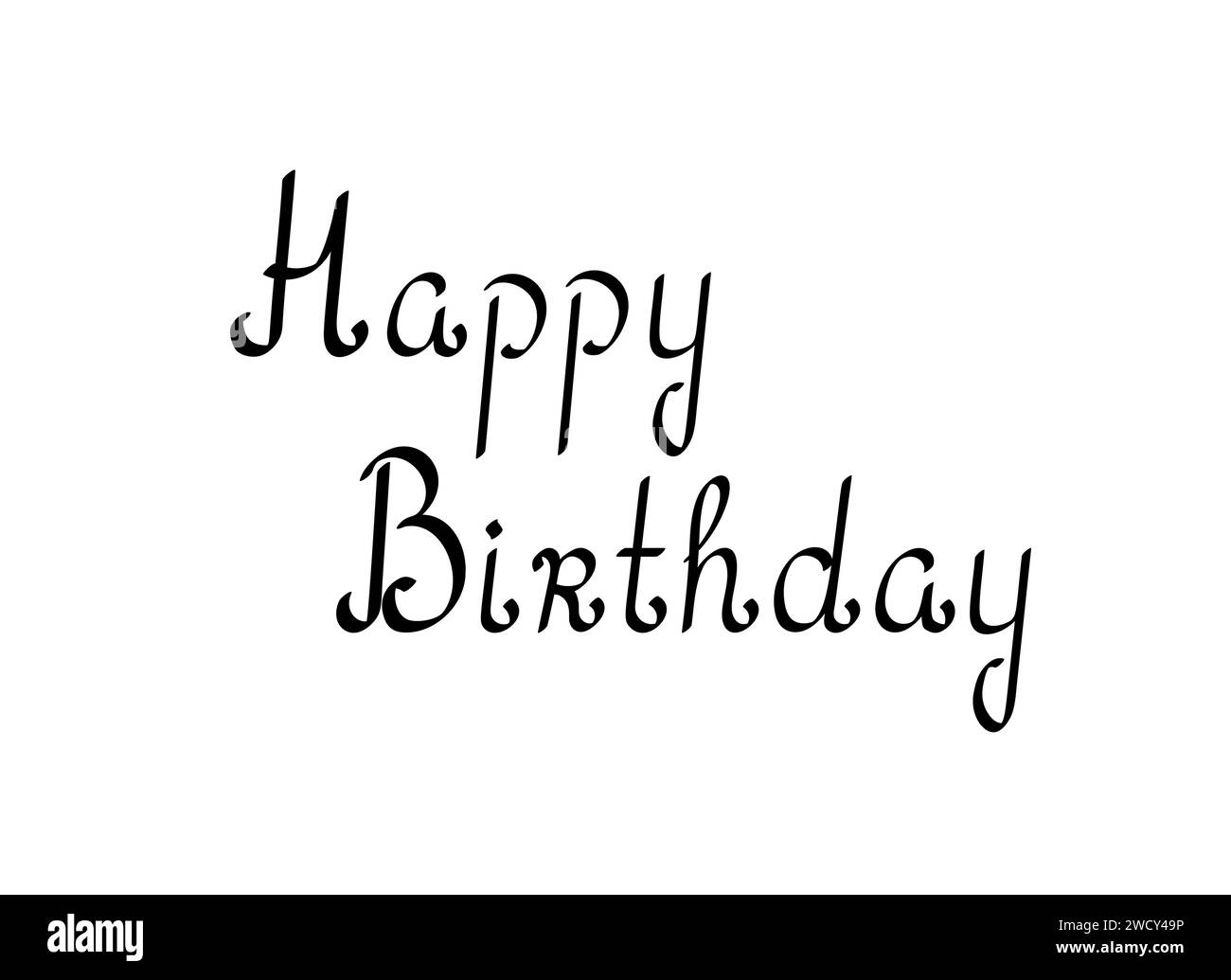 Happy Birthday Phrase Hand geschriebene Schrift in einfacher Art schwarze Tinte editierbare Vektor Illustration isoliert für Grußkarte, Feier, Poster, Banner, Party Einladung Stock Vektor