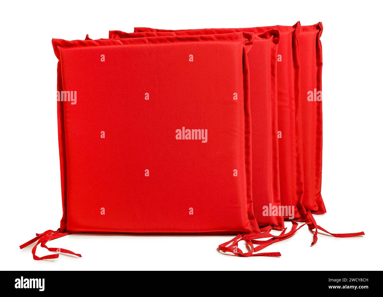 Set mit roten Stuhlkissen isoliert Stockfoto