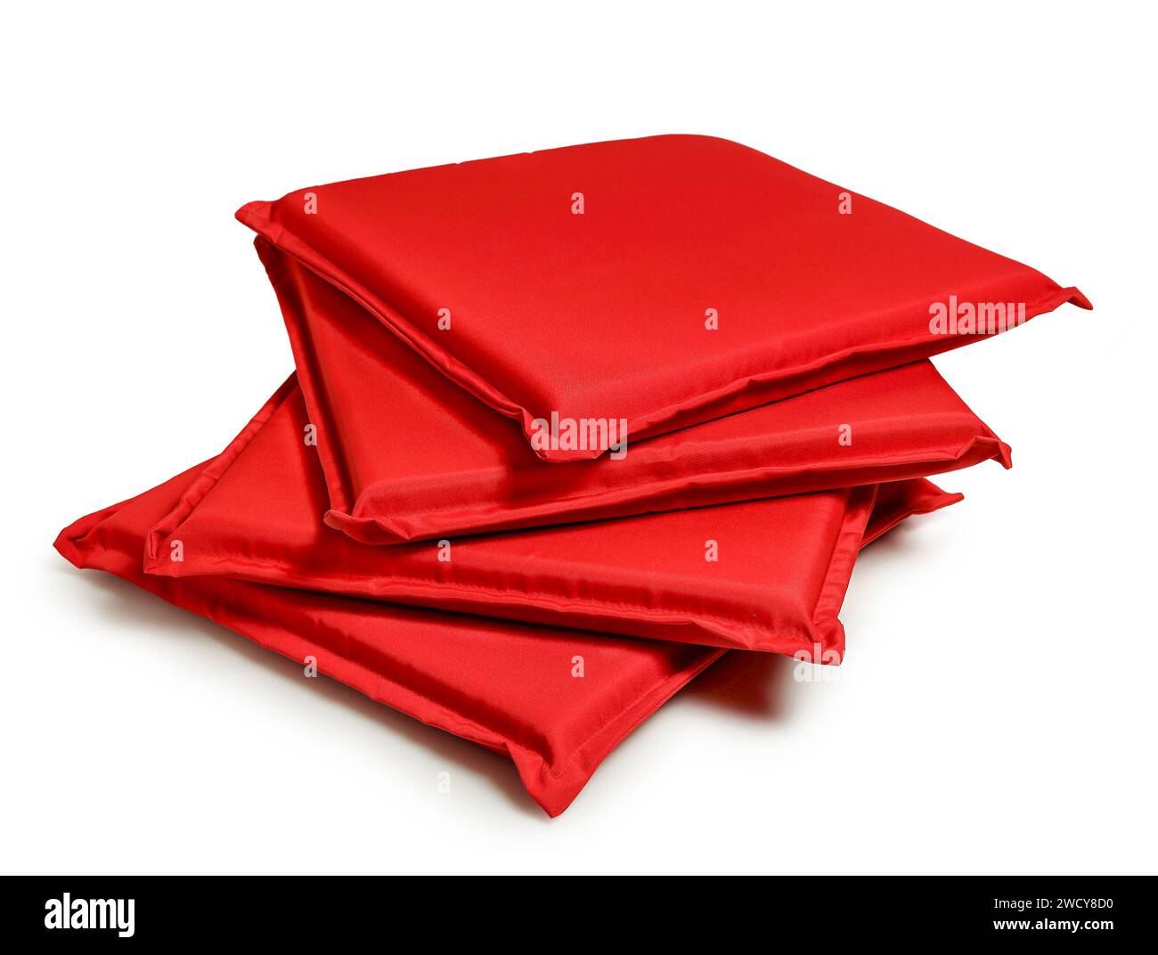 Set mit roten Stuhlkissen isoliert Stockfoto