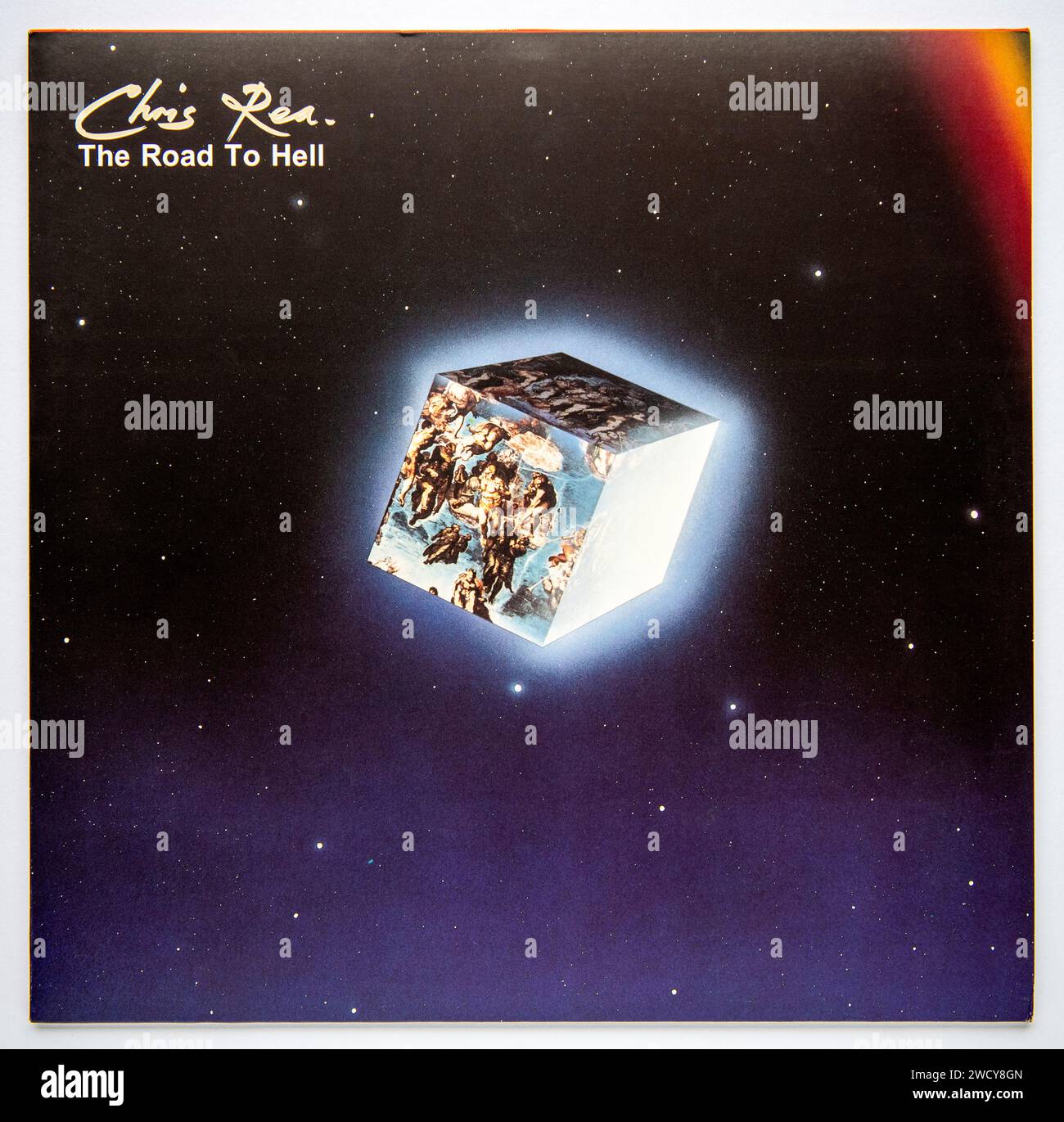 LP-Cover von The Road to Hell, dem zehnten Studioalbum von Chris Rea, das 1989 veröffentlicht wurde Stockfoto