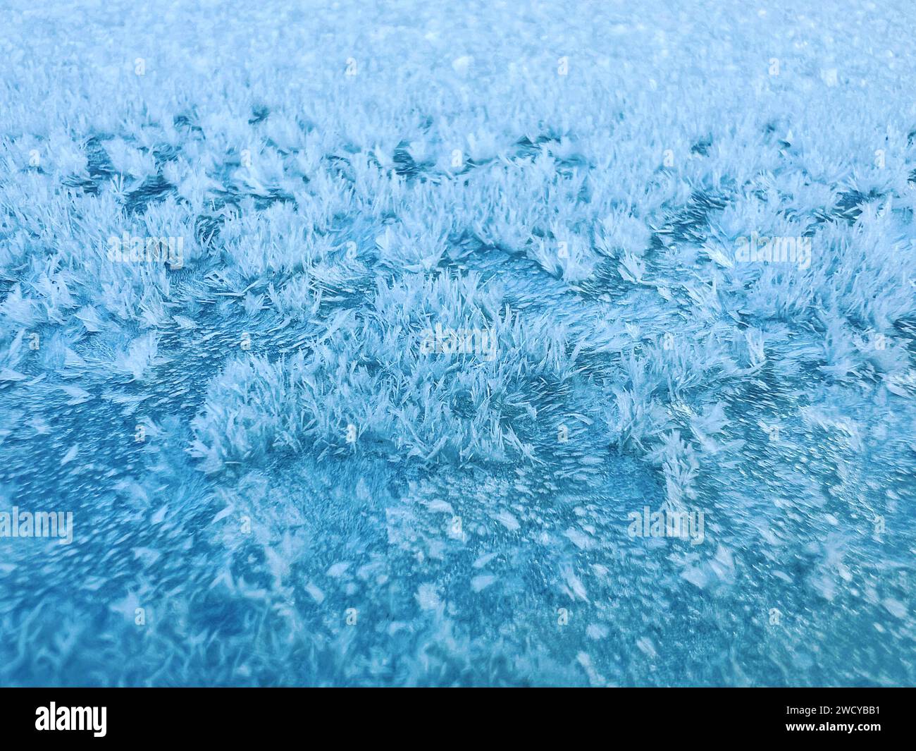 Die Eiskristalle auf Lack Stockfoto