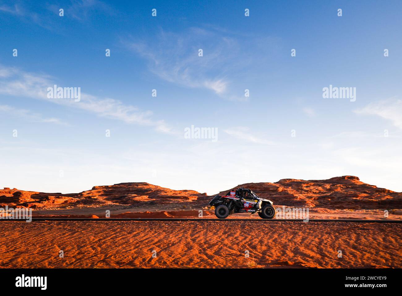 405 VAYSSADE Florent (fra), REY Nicolas (fra), Sebastien Loeb Racing - Bardahl Team, Polaris RZR Pro R, FIA SSV, Action während der 10. Etappe der Dakar 2024 am 17. Januar 2024 in Al Ula, Saudi Arabien Stockfoto