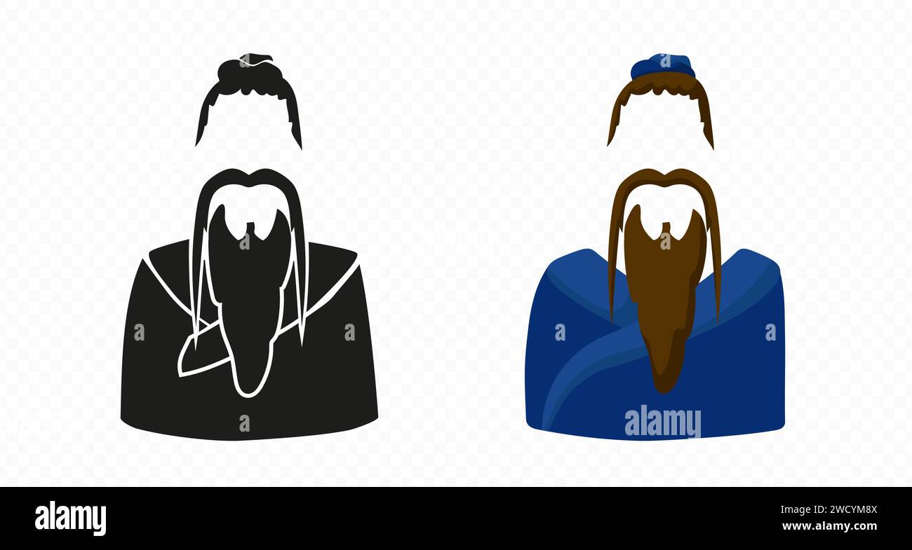 Сonfucius chinesischer Philosoph historische Person Silhouette Vektor Porträt Stock Vektor