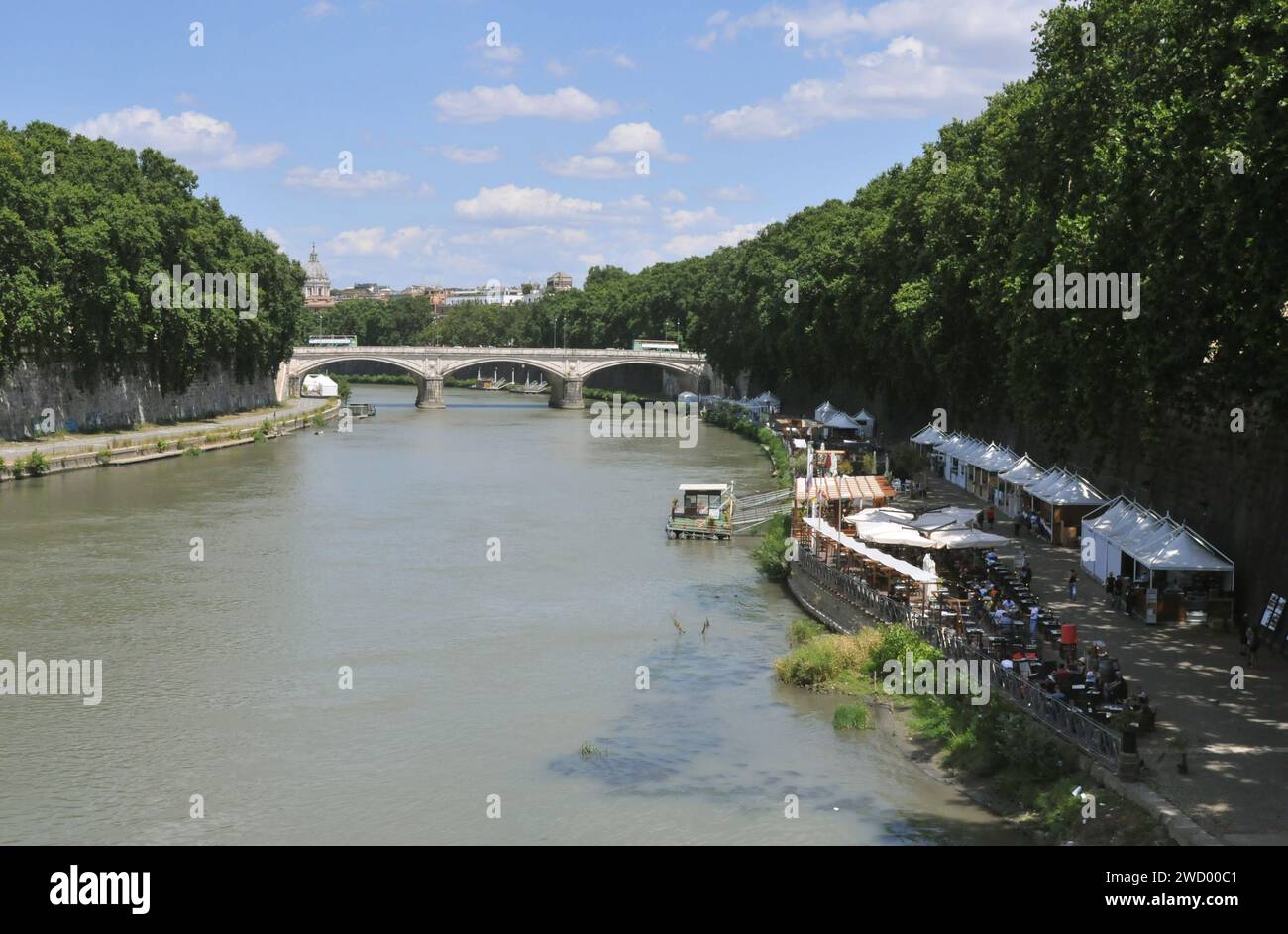 Rom / Italien   19Juli 2019/ Tevere in italien und andere Worte Tiber ist der drittgrößte Fluss in Italien und Tevere Rive stirbt nicht frisches Wasser brige und st.peters vatical Blick vom Tevere Fluss in Rom Italien. (Foto..Francis Dean / Deanpices. Stockfoto