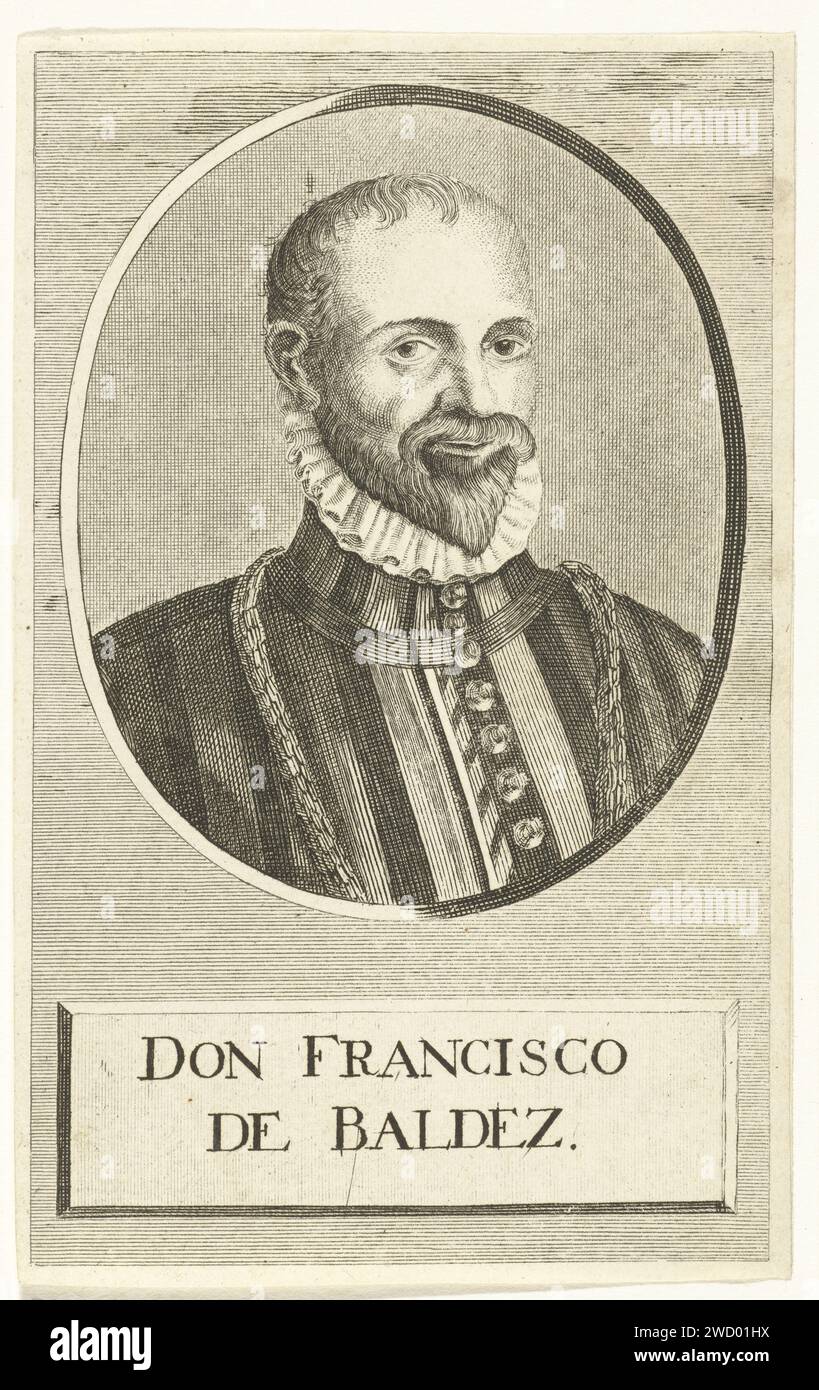 Porträt des spanischen Militärs Francisco de Valdez (Baldes), Iven Besoet, 1730 - 1769 Druck Niederlande Papier Radierung / Gravur Stockfoto