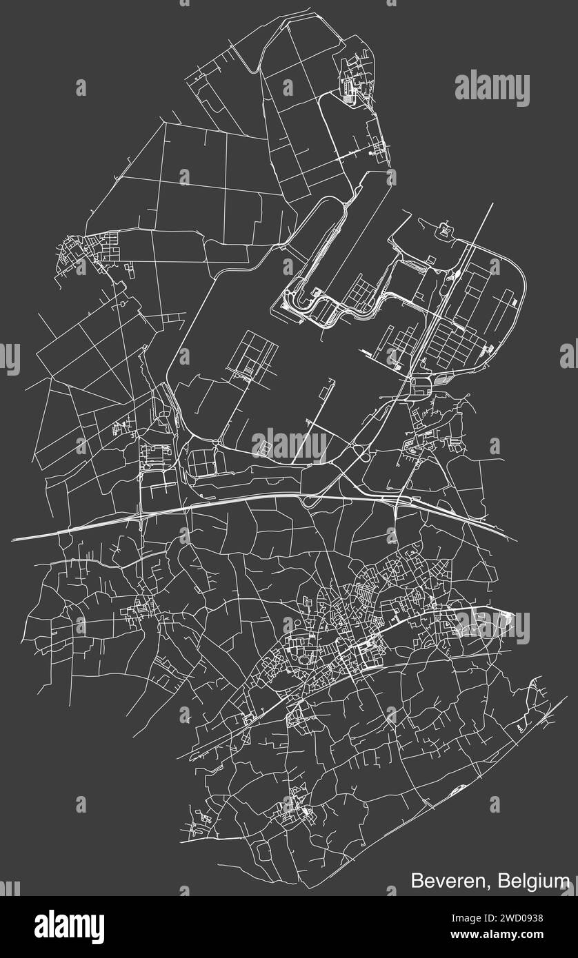 Straßenkarte von BEVEREN, BELGIEN Stock Vektor