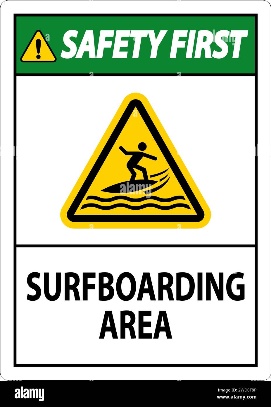 Water Safety First Schild - Surfboardbereich Stock Vektor