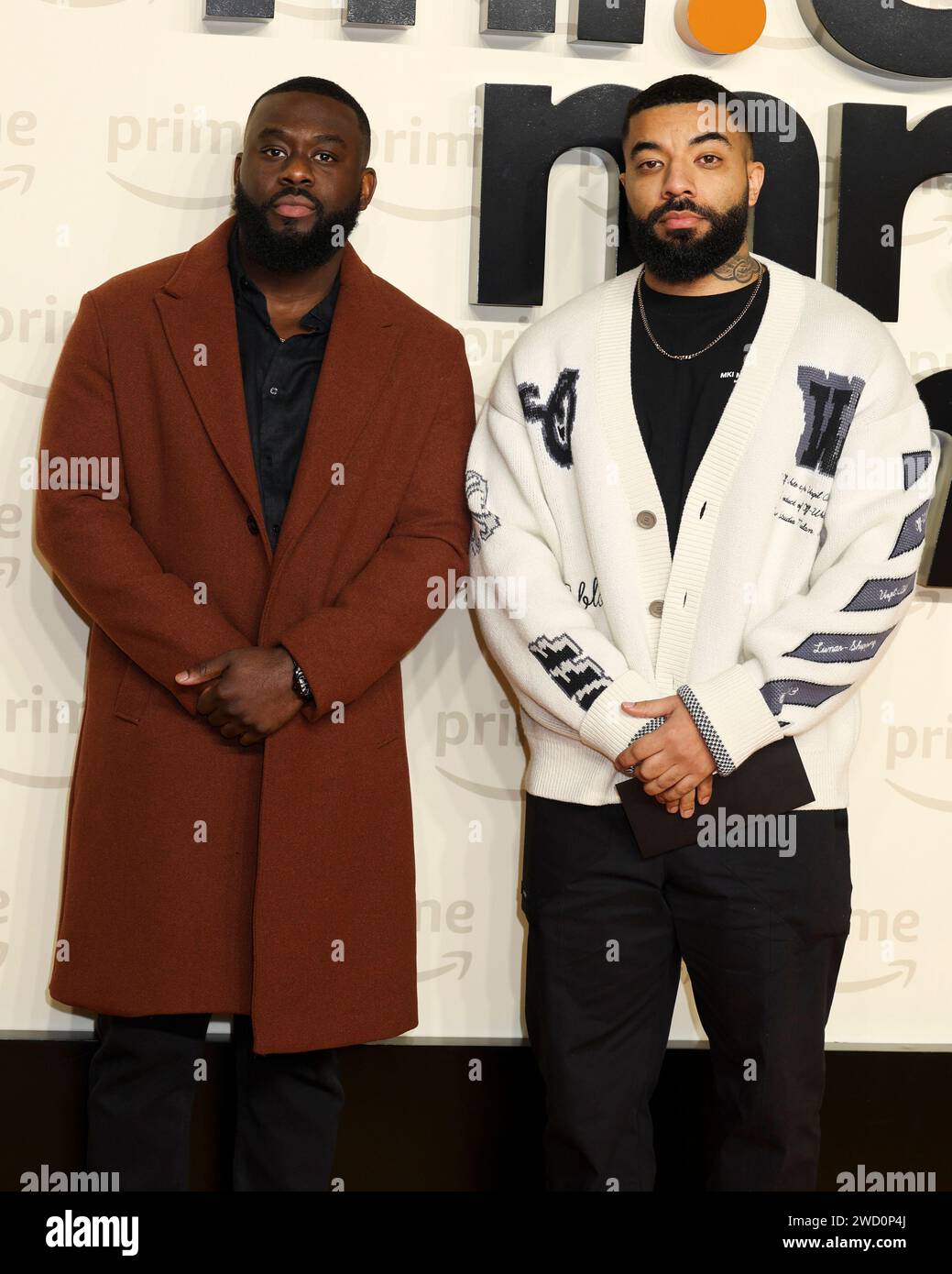 London, Großbritannien. Januar 2024. Fuhad Dawodu und James Duncan nehmen am Mr & Mrs Smith Special Screening auf der Curzon Mayfair in Mayfair Teil. Quelle: SOPA Images Limited/Alamy Live News Stockfoto