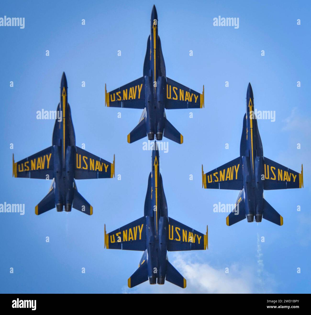 Das Flugdemonstrationsteam der US Navy, die Blue Angels, fliegen in Formation. Stockfoto Das Flugdemonstrationsteam der US Navy, die Blue Angels, fliegen in Formation. Stockfoto