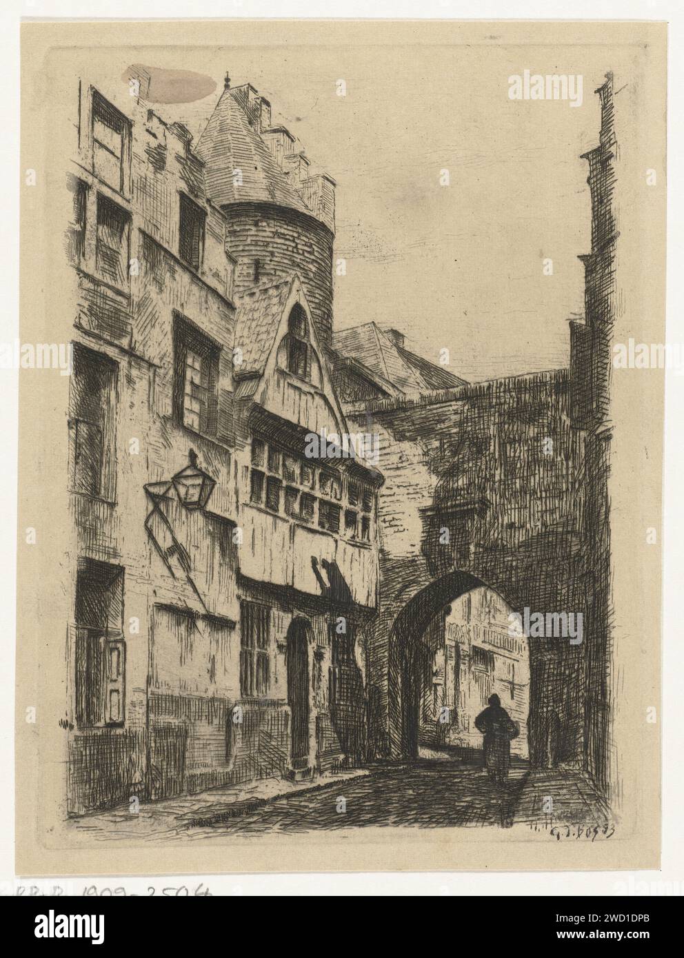 Straatscape, Gerard Jan Bos, 1883 drucken Antwerpen Papier Ätzen / Trockenpunkt / Pinsel das übliche Haus oder Reihe von Häusern Antwerpen Stockfoto