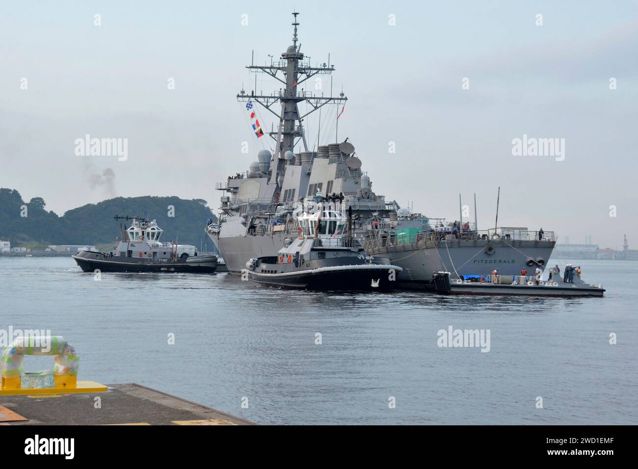 Die USS Fitzgerald verlässt Yokosuka, Japan. Stockfoto