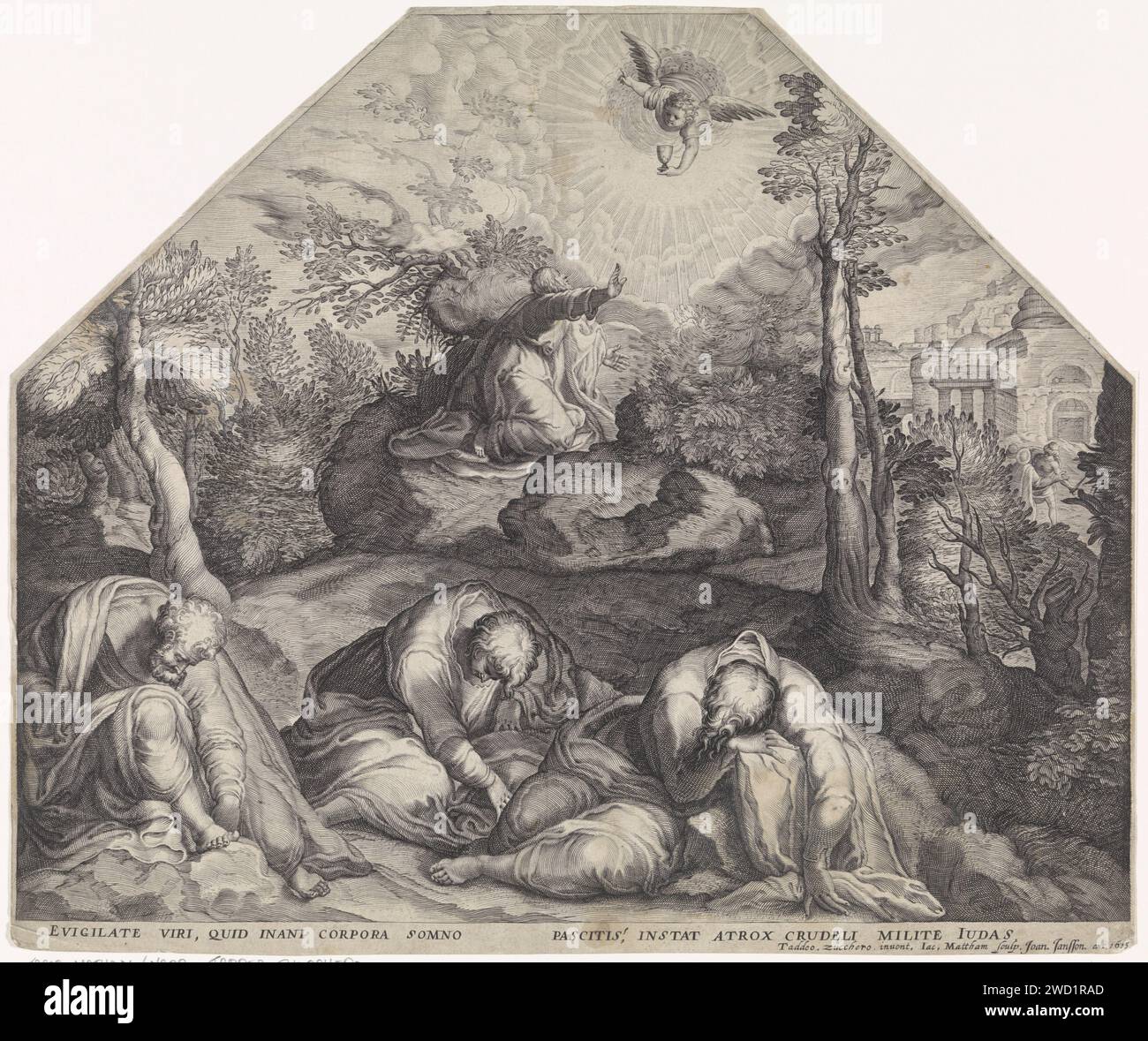 Christus im Hof van Getsemane, Jacob Matham, nach Taddeo Zuccaro, 1615 Druck Christus im Hof von Getsemane, mit einem Engel, der ihm mit einer Fehlgeburt erscheint. Im Vordergrund die schlafenden Apostel. Das Gebet Christi in Amsterdam im Garten Gethsemane während der Nacht. Qual Christi: Um ihn zu trösten, erscheinen Christus ein oder mehrere Engel mit Kelch und/oder Kreuz. engel mit Kelch Stockfoto Christus im Hof van Getsemane, Jacob Matham, nach Taddeo Zuccaro, 1615 Druck Christus im Hof von Getsemane, mit einem Engel, der ihm mit einer Fehlgeburt erscheint. Im Vordergrund die schlafenden Apostel. Das Gebet Christi in Amsterdam im Garten Gethsemane während der Nacht. Qual Christi: Um ihn zu trösten, erscheinen Christus ein oder mehrere Engel mit Kelch und/oder Kreuz. engel mit Kelch Stockfoto