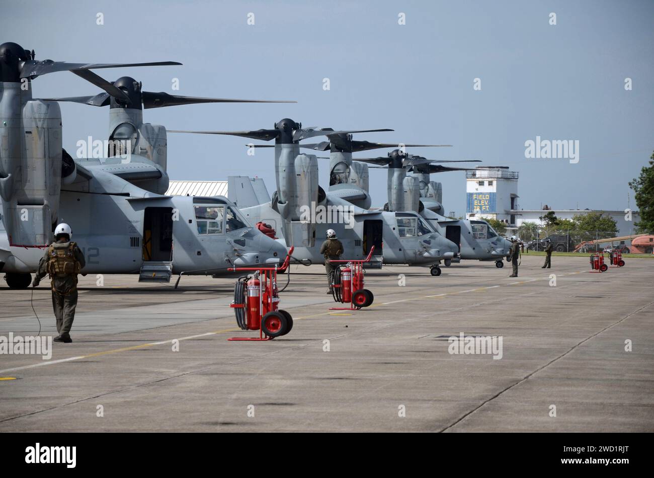 DIE MV-22 Ospreys erreichen die Marineflugstation Pensacola, Florida. Stockfoto