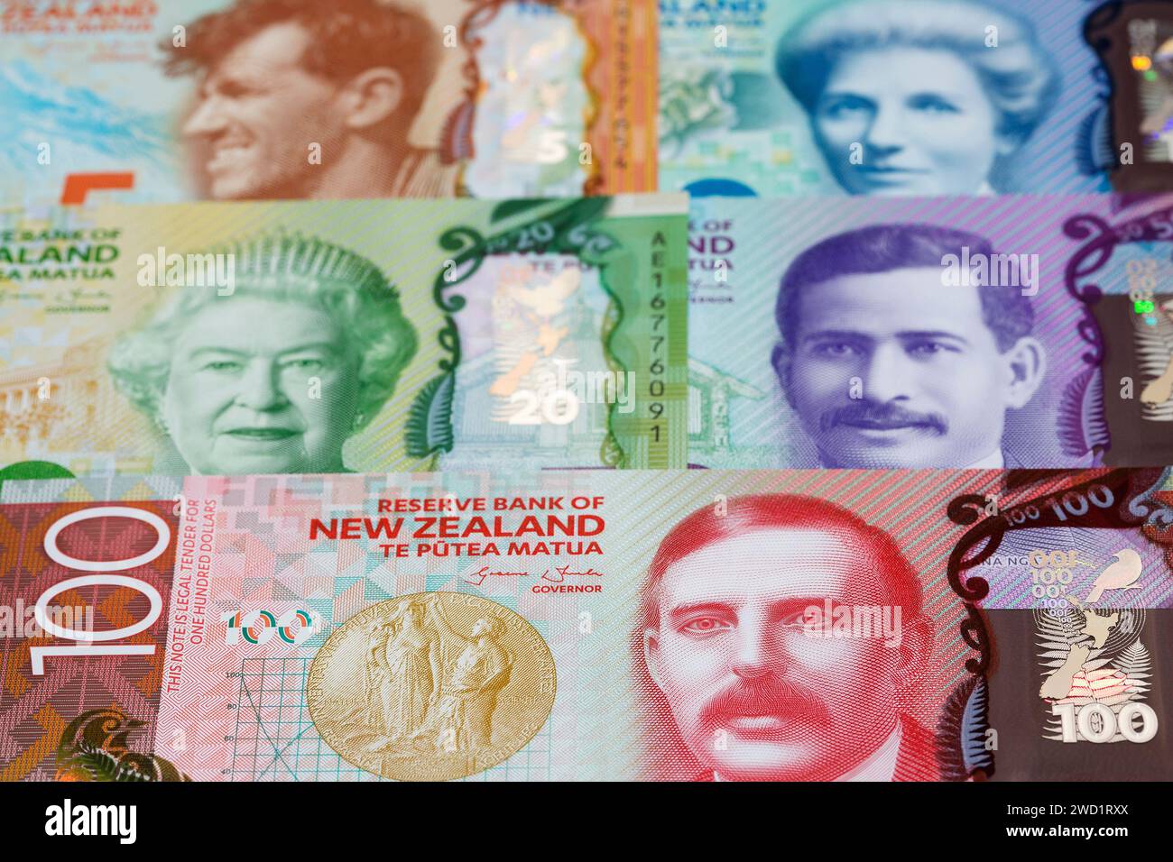 New Zealand Money - Dollar ist ein geschäftlicher Hintergrund Stockfoto