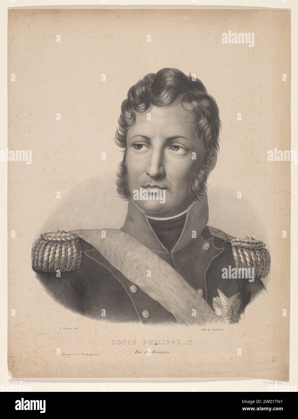 Porträt von Louis Philipp I., König von Frankreich, Edme Gratien Parizeeau, 1830 Druck Pariser Papier historische Personen. king Stockfoto