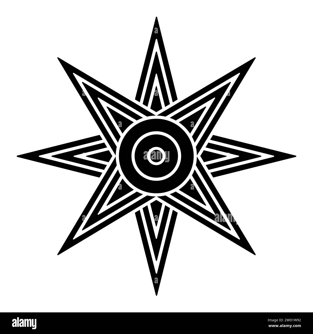 Stern von Ishtar oder Inanna, oder auch Stern von Venus wird gewöhnlich mit acht Punkten dargestellt. Symbol der antiken sumerischen Göttin Inanna und Ishtar. Stockfoto