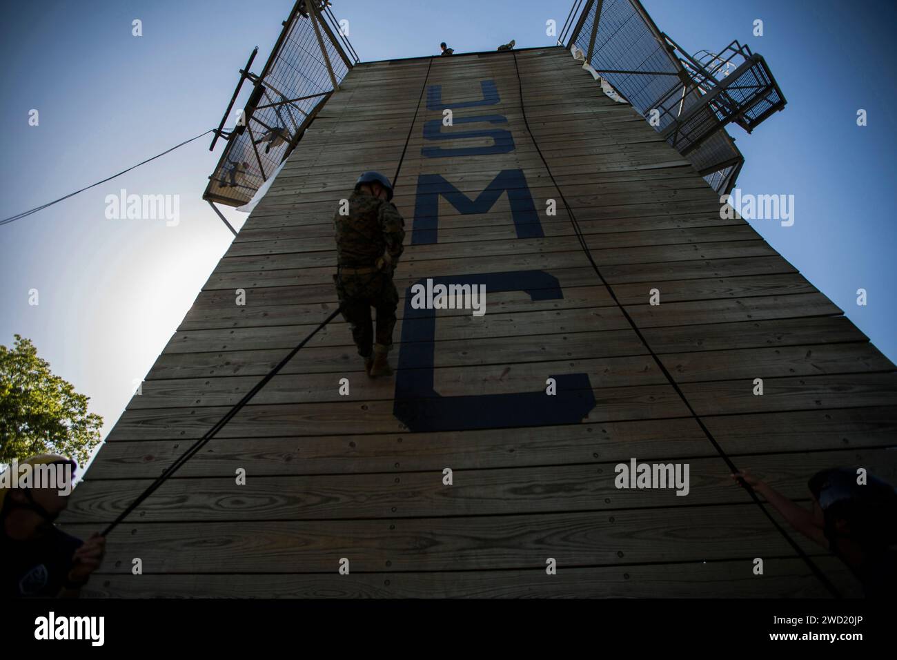 Das U.S. Marine Corps rekrutiert das Abseilen auf Parris Island, South Carolina. Stockfoto