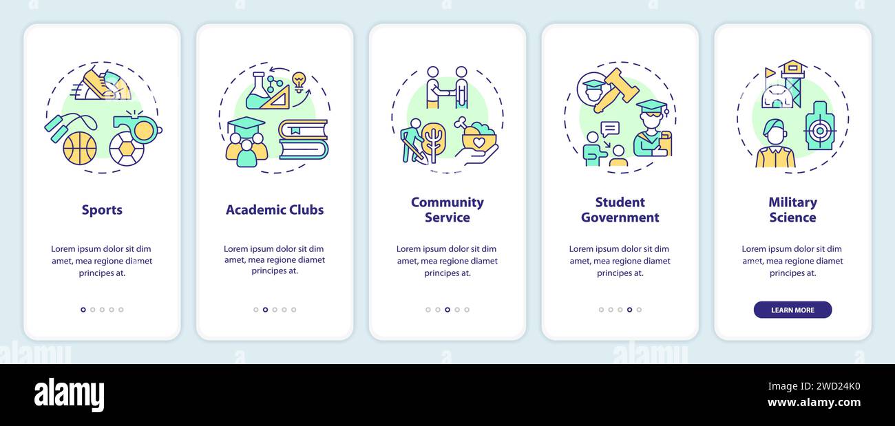 Begehungstypen des Konzepts für außerschulische Aktivitäten Stock Vektor