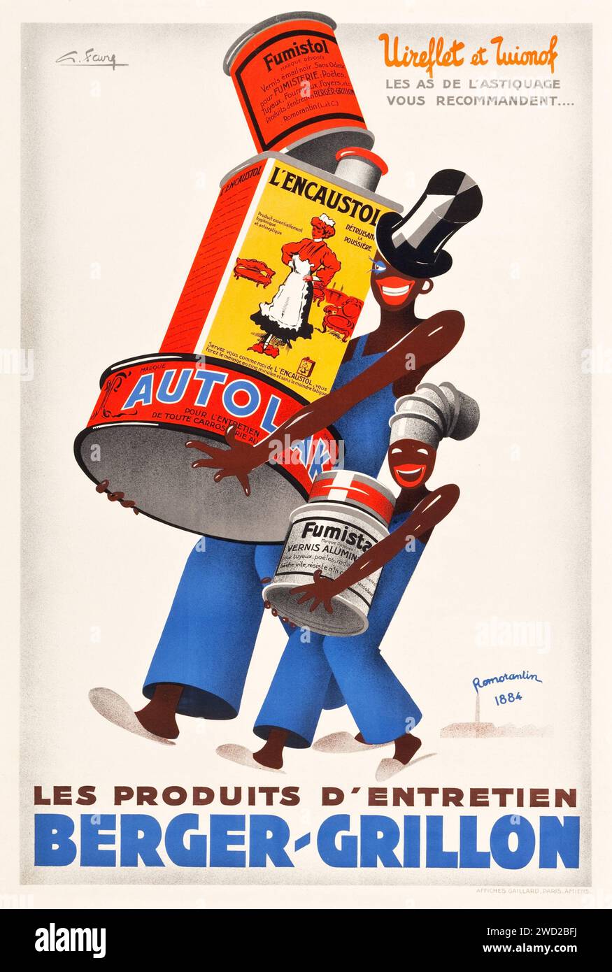 Berger-Grillon (c.1930). Vintage-Werbeplakat Stockfoto