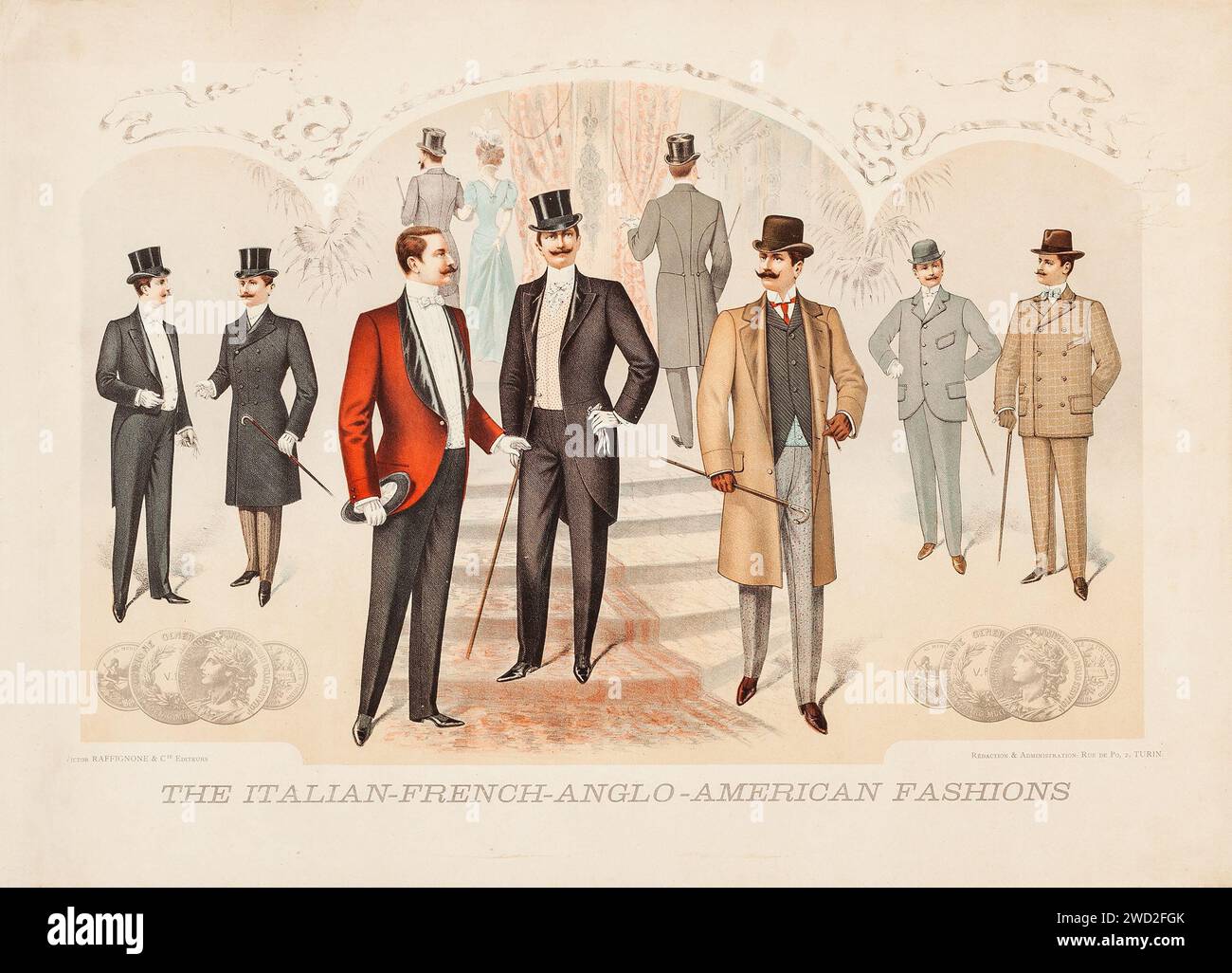 Mode - das Werbeplakat der italienisch-französisch-anglo-amerikanischen Fashions (ca. 1900er Jahre) Stockfoto