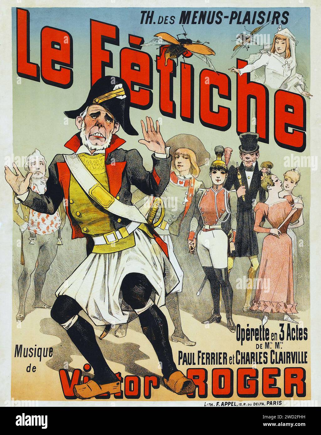Le Fetiche (Theater des Menus-Plaisirs (1890). Theaterwerbung Poster - Antike Französische Poster Stockfoto