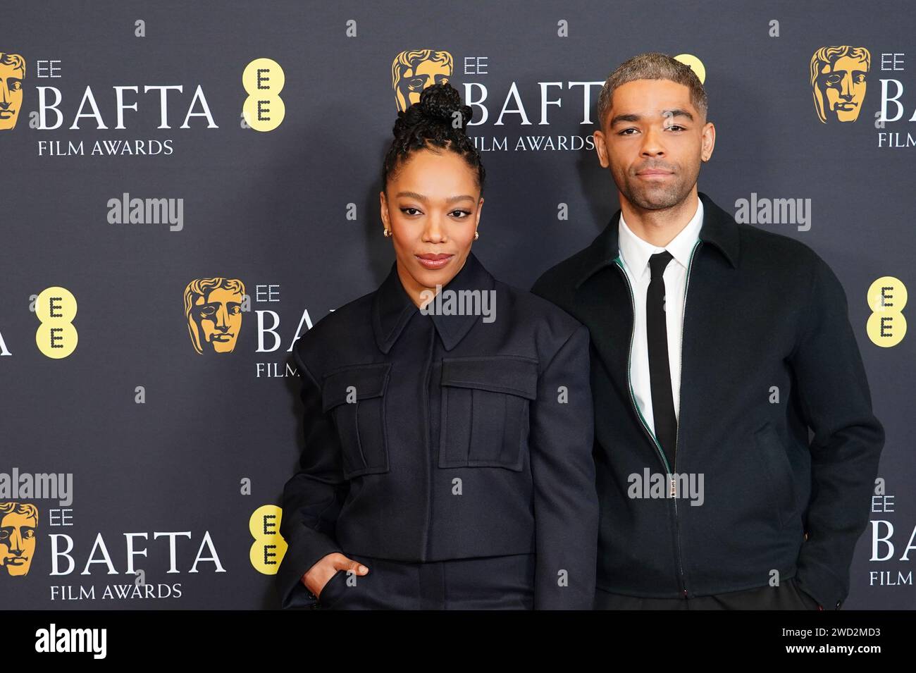 Naomi Ackie und Kingsley Ben-Adir während der Nominierungen für die EE BAFTA Film Awards 2024 in London. Bilddatum: Donnerstag, 18. Januar 2024. Stockfoto