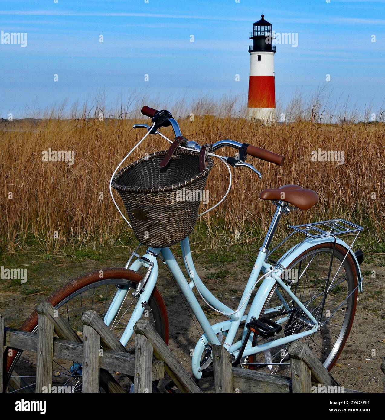 Sankaty Head Lighthouse mit Fahrrad Stockfoto