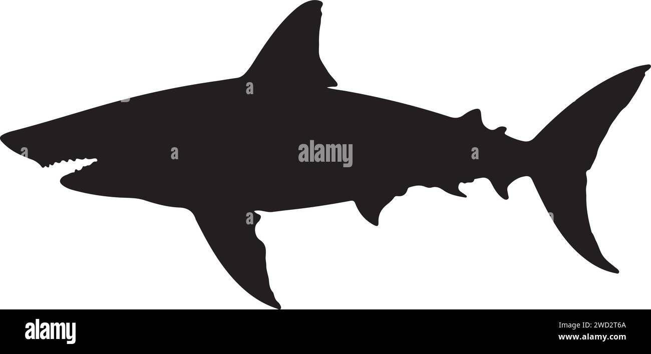 Shark Solid Black Silhouette Vektor Illustration Illustration. Stock Vektor