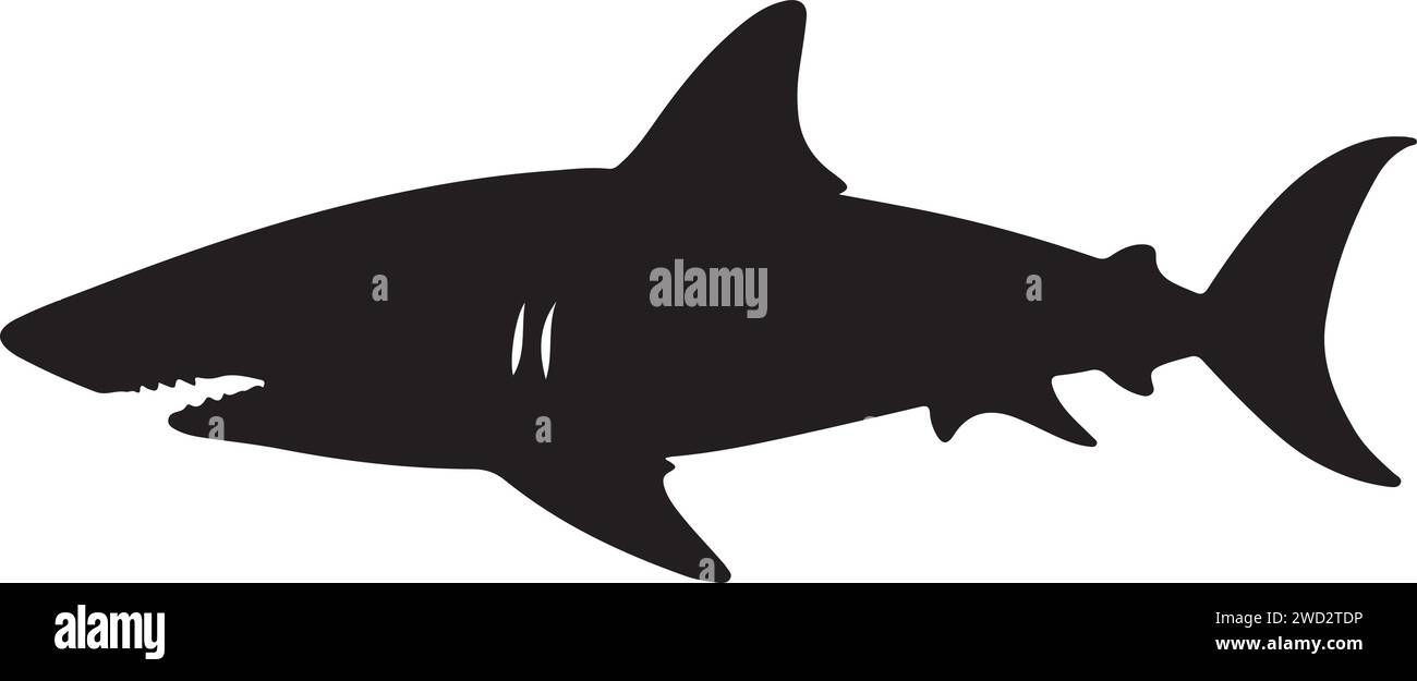 Shark Solid Black Silhouette Vektor Illustration Illustration. Stock Vektor