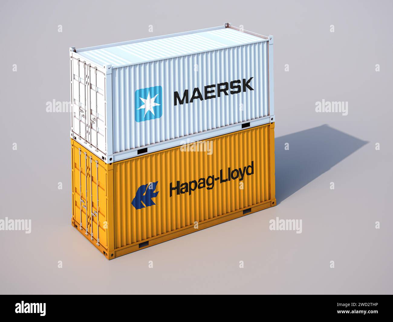 Die Reedereien Maersk und Hapag-Lloyd bilden die Allianz „Gemini Cooperation“ für mehr termingerechte Delikatessen und schnellere Klimaneutralität. Co Stockfoto