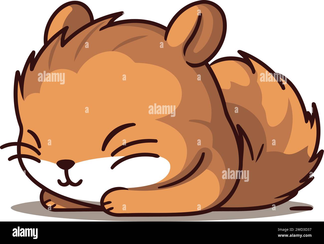 Niedliches, kleines Chipmunk, das schläft. Vektor-Zeichentrickfigur Illustration. Stock Vektor