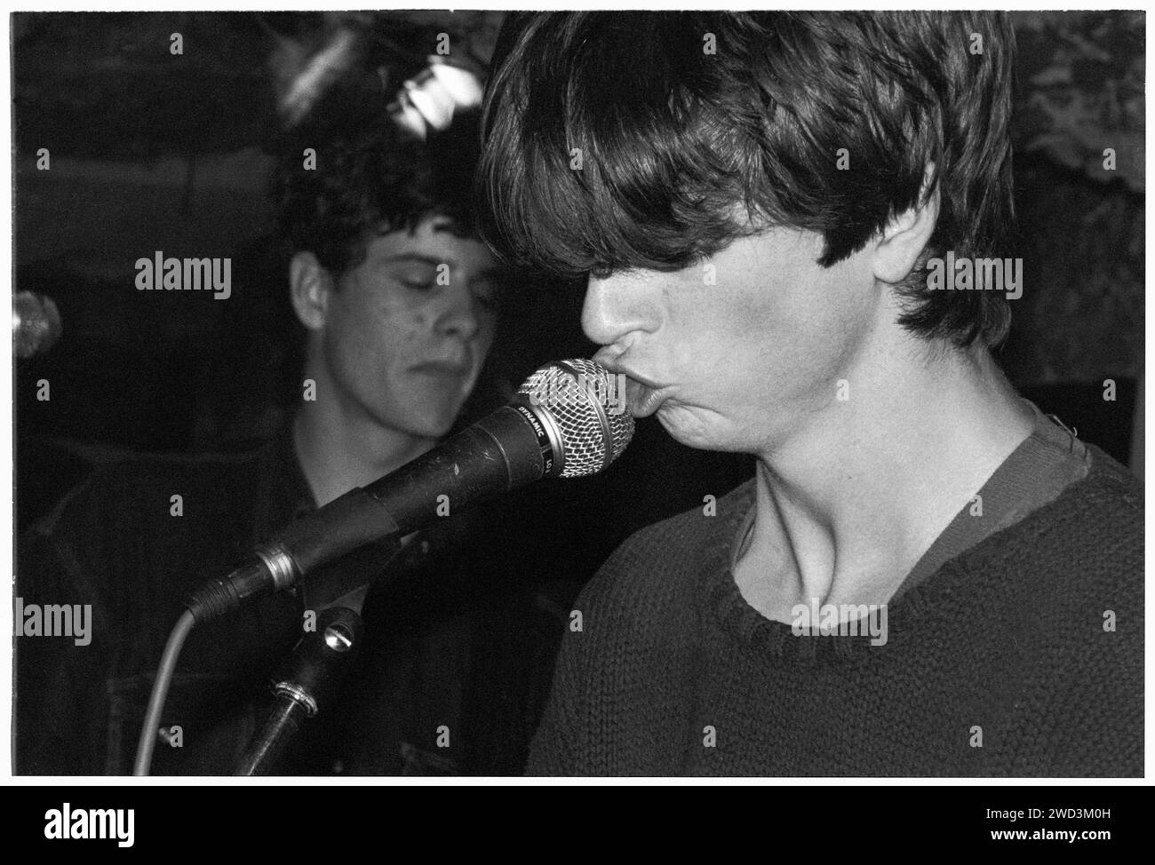EUROS CHILDS, KONZERT, 1994: A very Young Euros Childs of Gorkys Zygotic Mynci, live im legendären TJ’s in Newport, Wales, Großbritannien am 7. April 1994. Foto: Rob Watkins. INFO: Gorkys Zygotic Mynci, eine walisische Psychedelic- und Indie-Rock-Band, die von den frühen 90er bis zu den frühen 2000er Jahren aktiv war, kreierte einen skurrilen und eklektischen Sound. Alben wie 'Barafundle' zeigten ihren folkloristischen, mehrsprachigen Ansatz und machten sie einflussreich in den alternativen und Indie-Szenen. Stockfoto