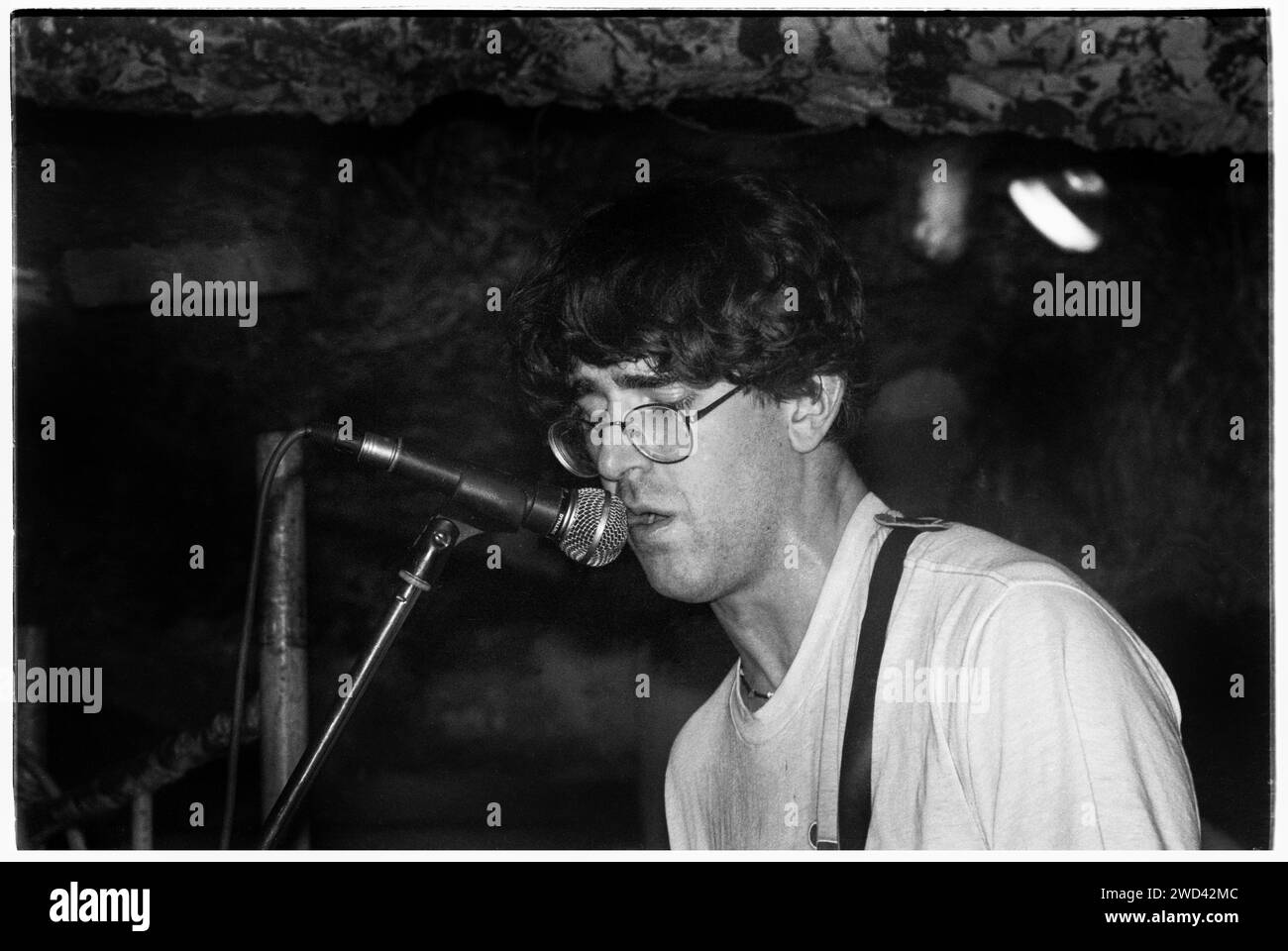 SEBADOH, KONZERT, 1994: Lou Barlow von Sebadoh live im legendären TJ’s in Newport, Wales, Großbritannien am 13. April 1994. Foto: Rob Watkins. INFO: Sebadoh, eine Lo-fi- und Indie-Rock-Band, die in den späten 80er Jahren gegründet wurde, wird von Lou Barlow geleitet. Alben wie 'III' und 'Bakesale', die für ihren rauen und emotional aufgeladenen Sound bekannt sind, etablierten sie als einflussreiche Persönlichkeiten in der Indie- und alternativen Musikszene. Stockfoto