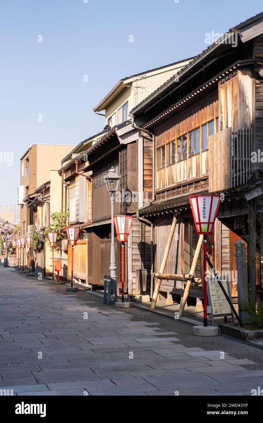 Straßenszene im Nishi Chaya District, Kanazawa, Ishikawa District, Japan Stockfoto