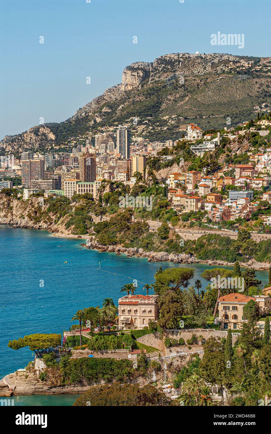 Malerische Aussicht entlang der Küste in der Nähe von Monaco Stockfoto
