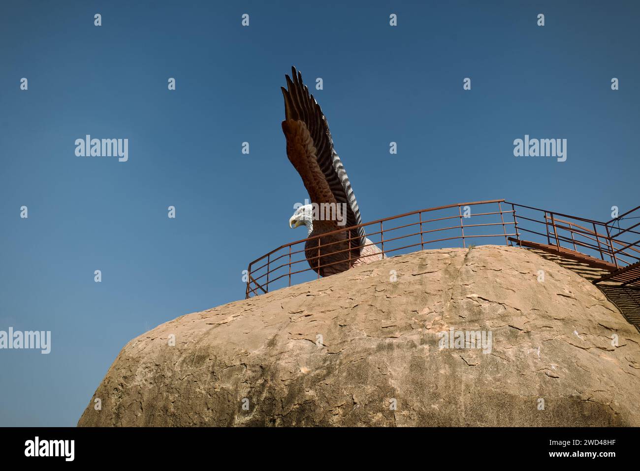 Der Leepakshi-Tempel, das ist die Porträtstatue von Jatayu Stockfoto