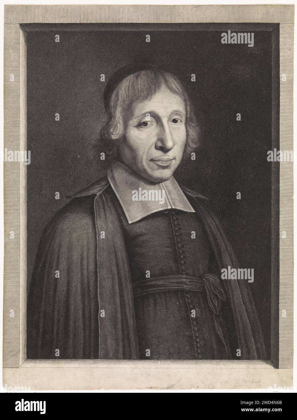 Porträt des Priesters Louis-Isaac Lemaistre de Sacy, Pieter van Schuppen, nach Robert Nanteuil, 1684 - 1696 Druck Paris Papierstich Stockfoto