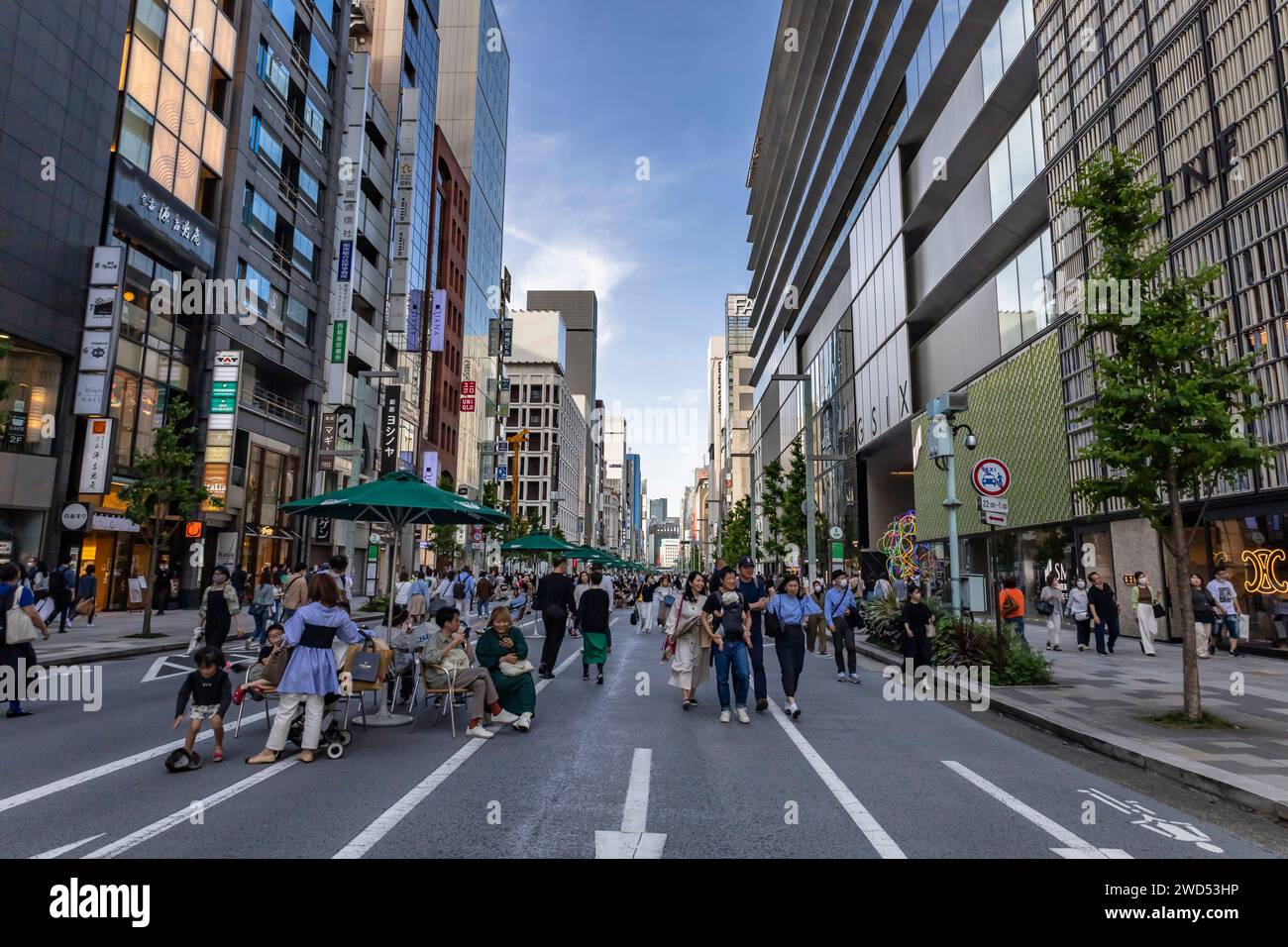 Hauptstraße der Stadt Ginza, Fußgängerparadies am Samstag, Tokio, Japan, Ostasien, Asien Stockfoto