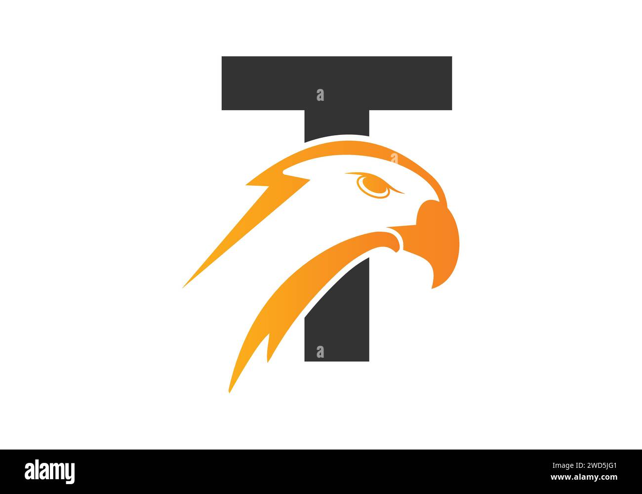 Letter T Eagle Head Logo Design Vektorvorlage. Modernes Logo-Design für Unternehmensidentität. Stock Vektor