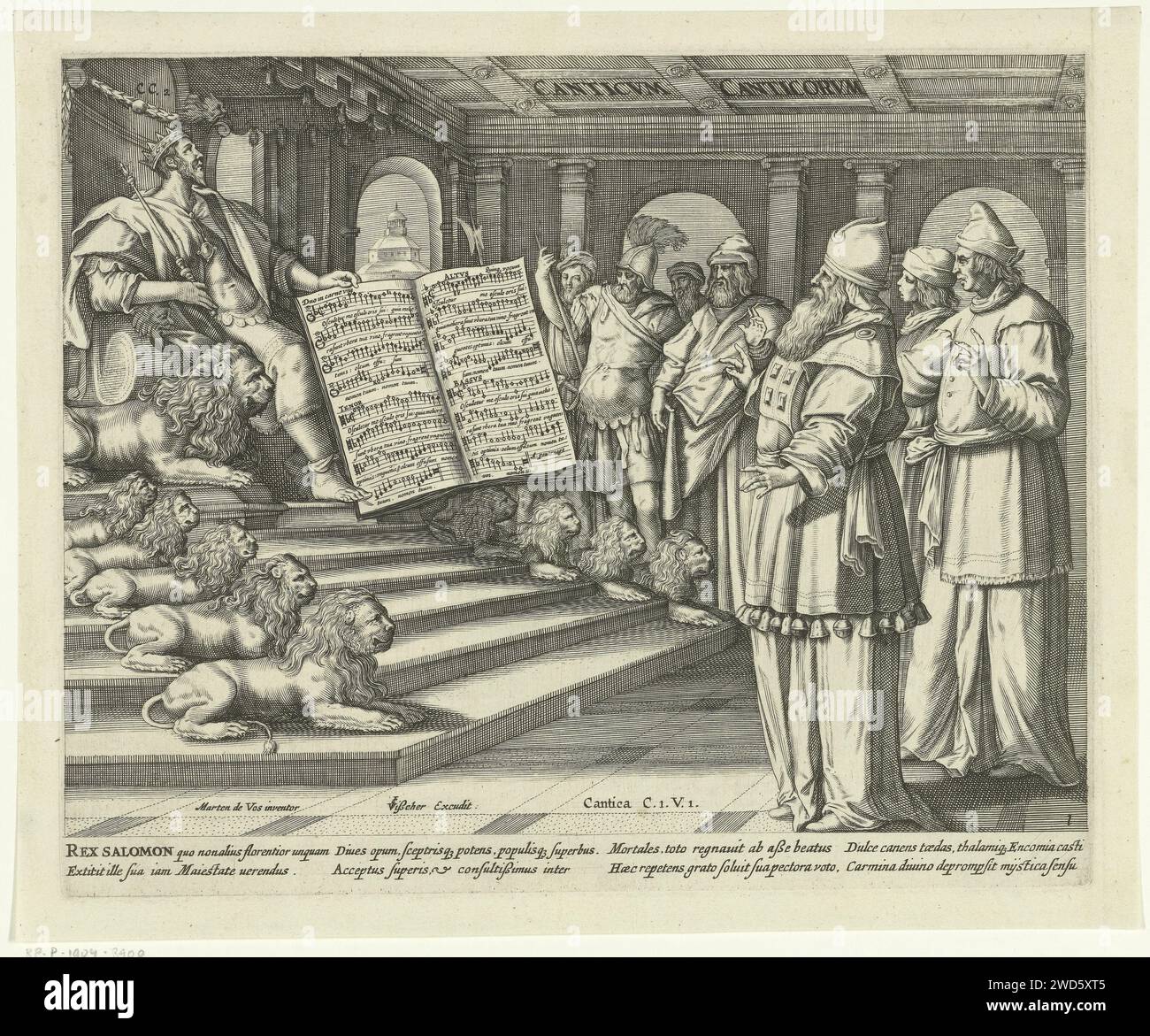 König Salomo auf seinem Thron, Anonym, nach Johann Sadeler (I), nach ...
