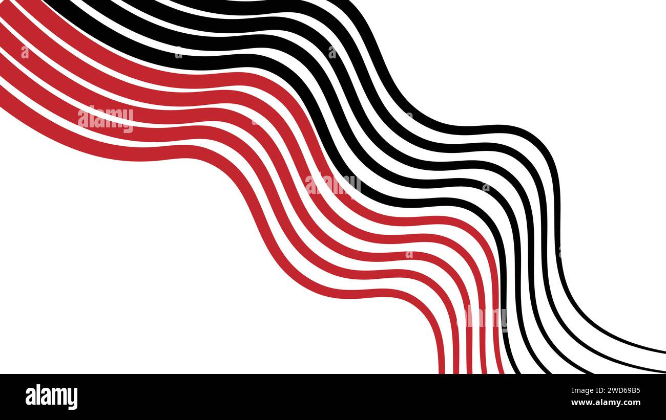 Abstrakte, perspektivische Schwarzweiß-Streifen mit 3-dimensionalen Effekten, isoliert auf weißem Hintergrund. Stock Vektor